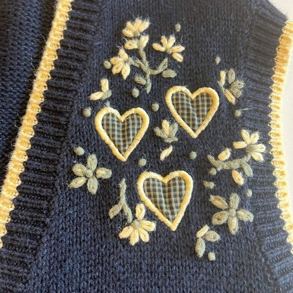 Christopher & Banks Blue Cream V-Neck Sweater - 1x - Picture 3 of 7